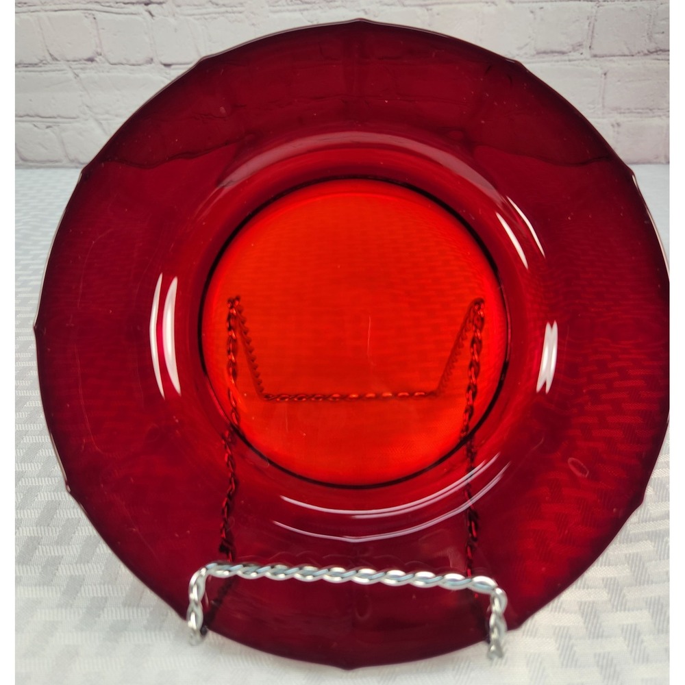 Vintage Martinsville Addie Ruby Red "Elegant"Glass Luncheon Plates-Set of 5-VG - Picture 2 of 9